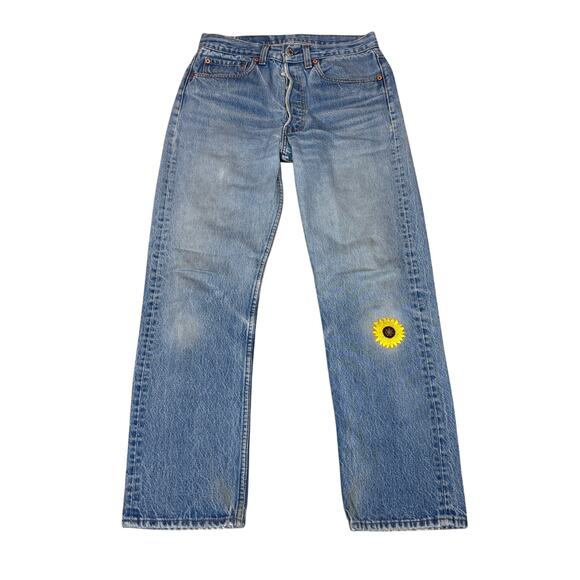 Vintage 80s Levi's 501 Straight Leg Patch Jeans 32x32 (30x29) Made in USA - Picture 1 of 13